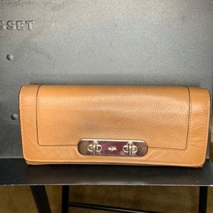 COACH Brown Leather Clutch.